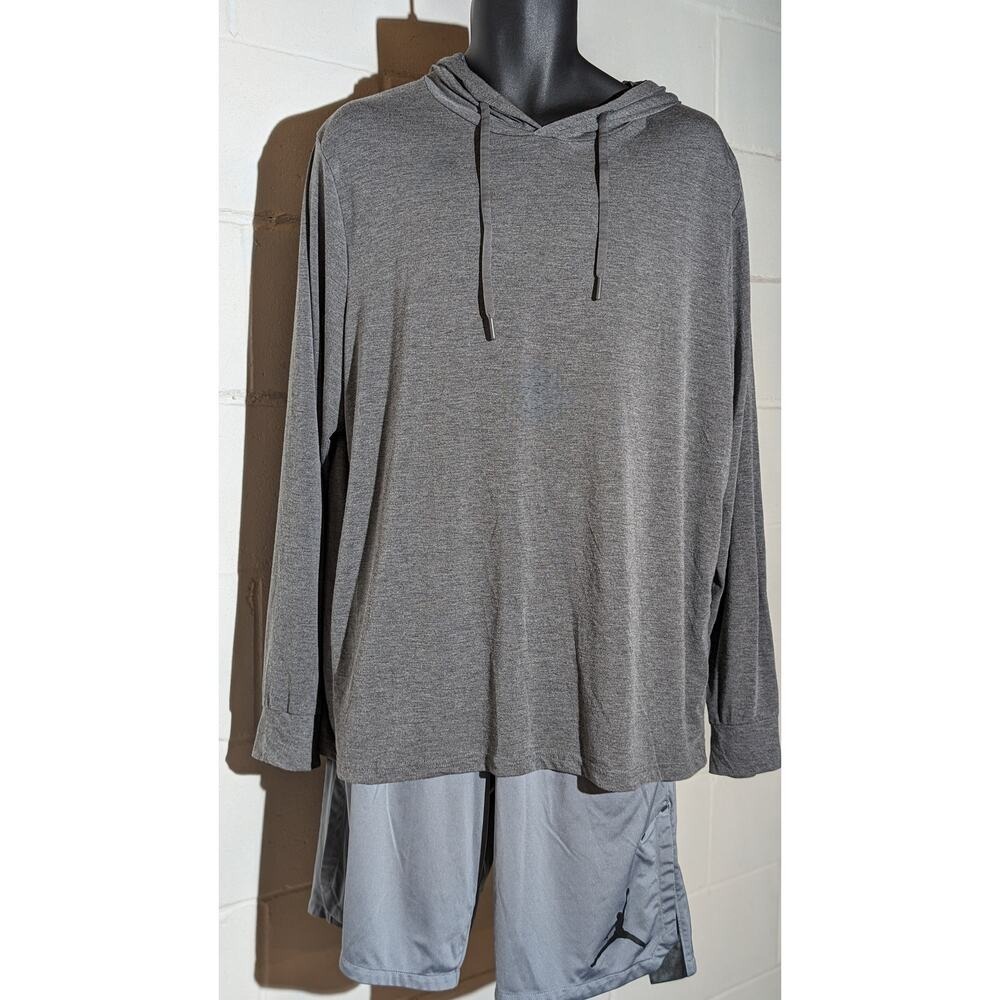 George Men's Gray Long Sleeve Hoodie Lightweight Casual Top Large